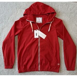 NWT Denim & Flower Red Full Zip Light Weight Hooded Rain Jacket Women's‎ Medium